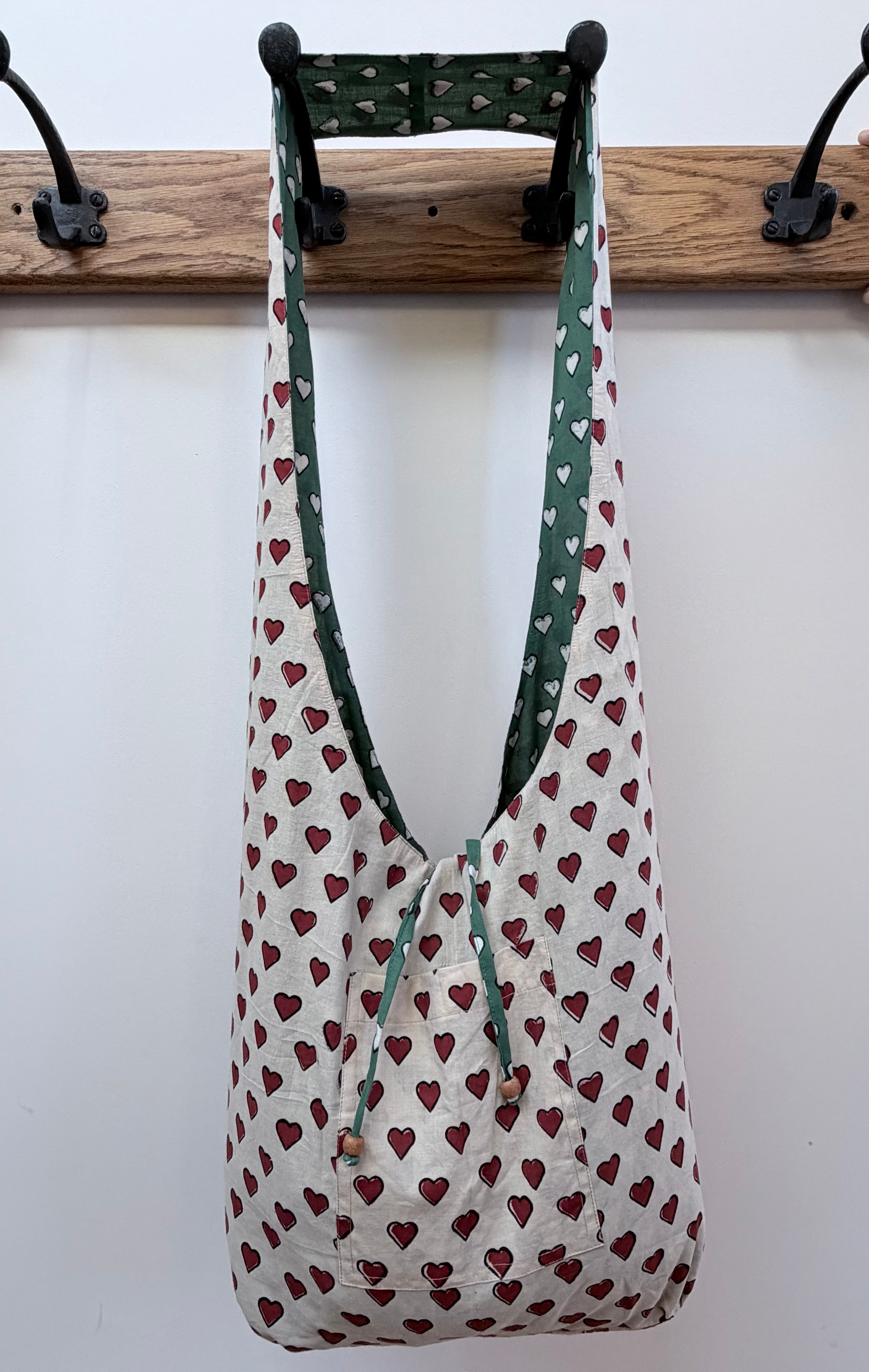 Reversible Harmony Indian Block Print Bag: 'Irish Blood, English Heart'