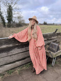 The Evangelina Peach Daisies Dress | Traditionally Made and Hand Block Printed