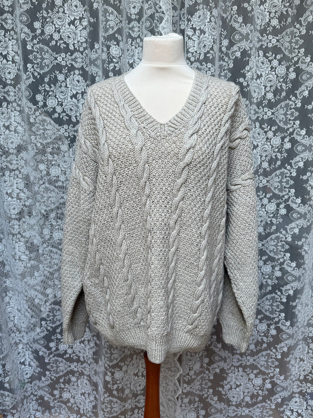 Salt Air: Vintage Aran Knit Handmade Grey Jumper