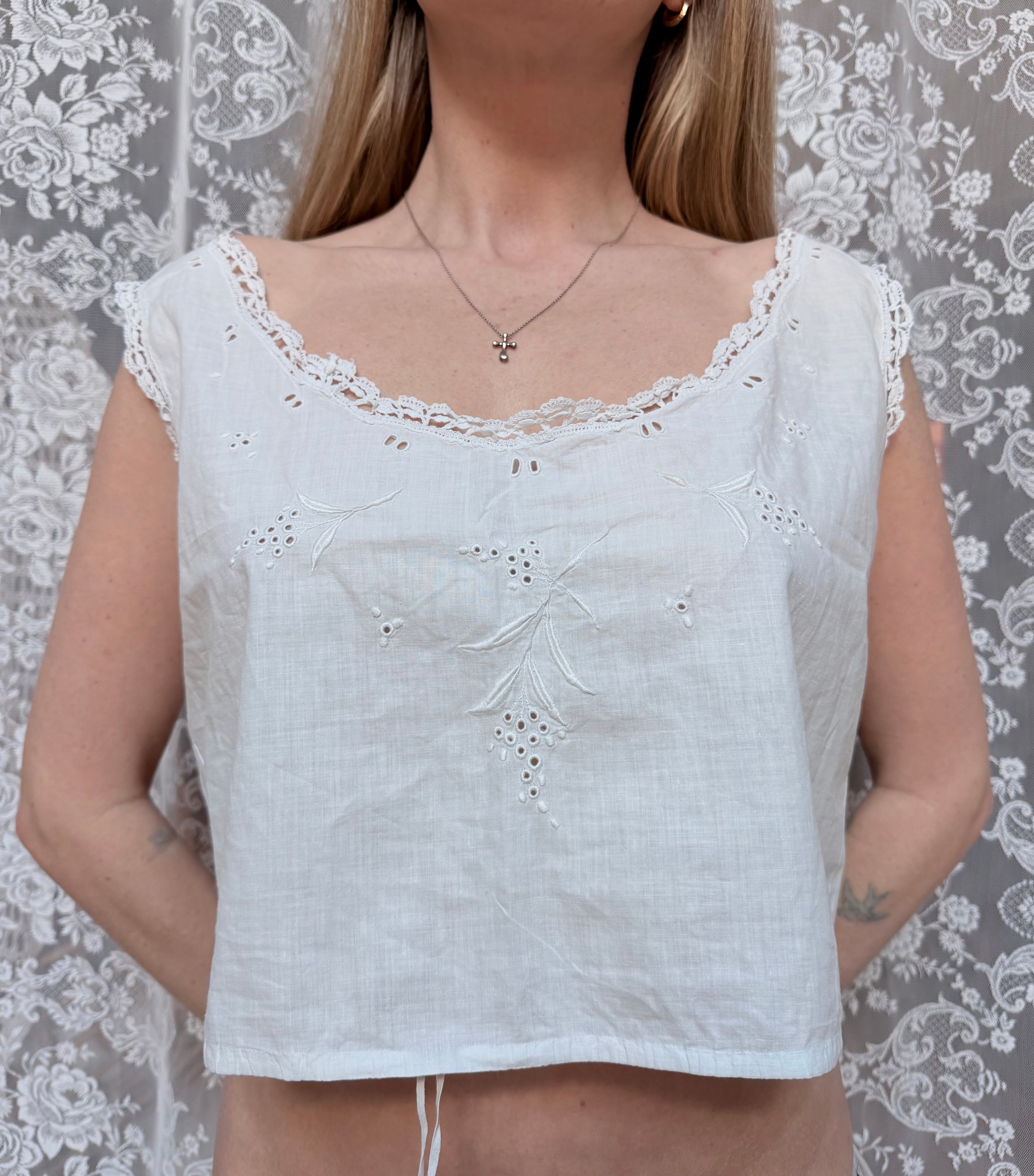 The Delicate Damsel: Cropped Antique Edwardian Pinafore Top