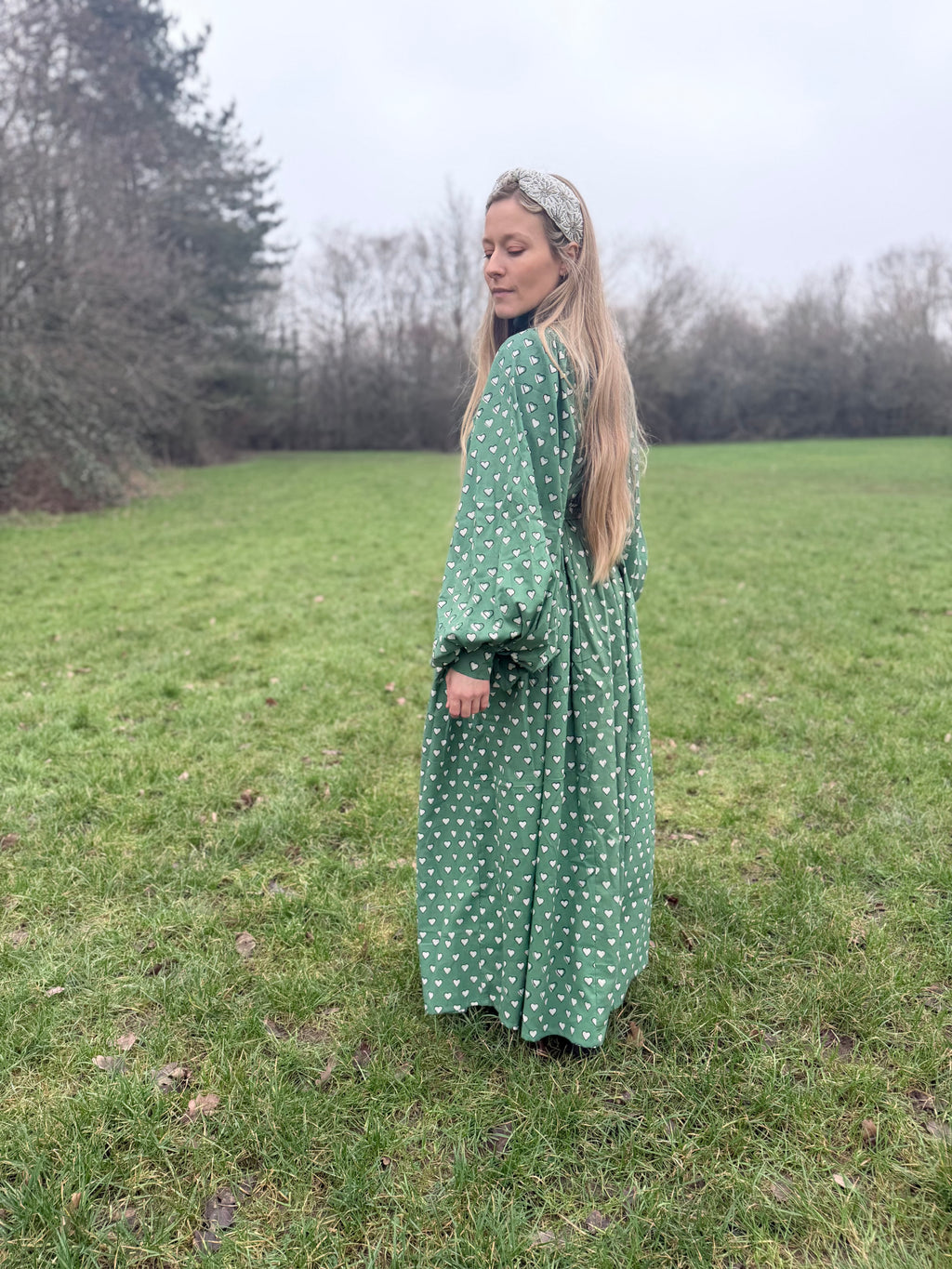The Evangelina Emerald Irish Heart Dress | Traditionally Made and Hand Block Printed