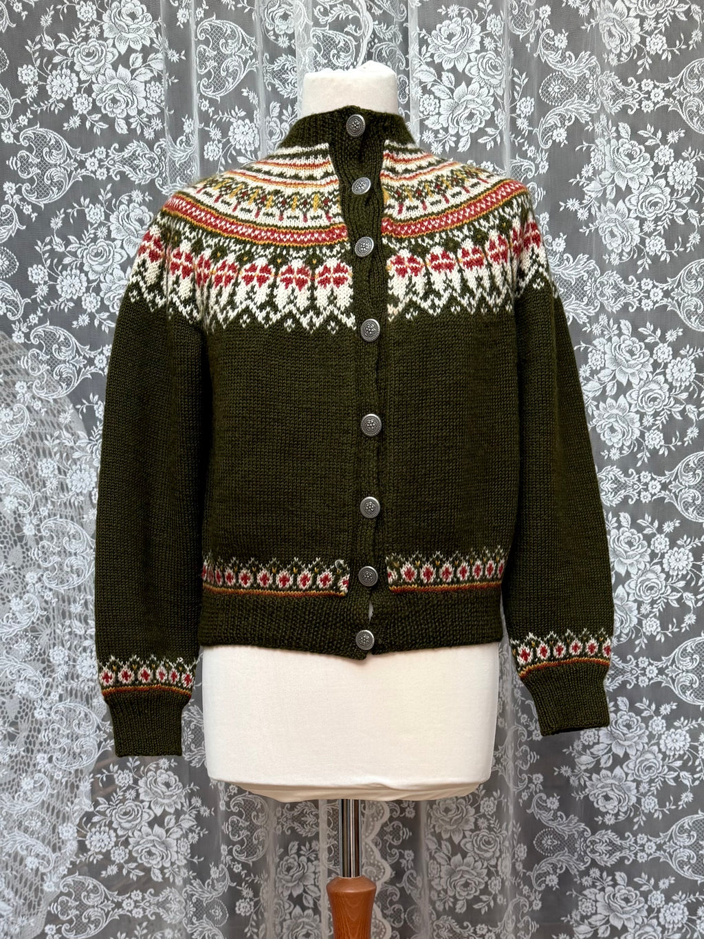 Pine & Frost: Vintage Norwegian Fair Isle Hand-Knitted Cardigan