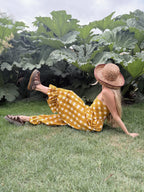 Pre Order – The Beatrice Block Printed Bloomers in Mustard Yellow Gingham