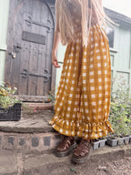 Pre Order – The Beatrice Block Printed Bloomers in Mustard Yellow Gingham