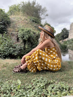 Pre Order – The Beatrice Block Printed Bloomers in Mustard Yellow Gingham