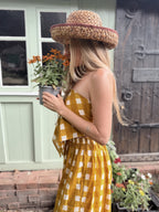Pre Order – The Beatrice Block Printed Bloomers in Mustard Yellow Gingham