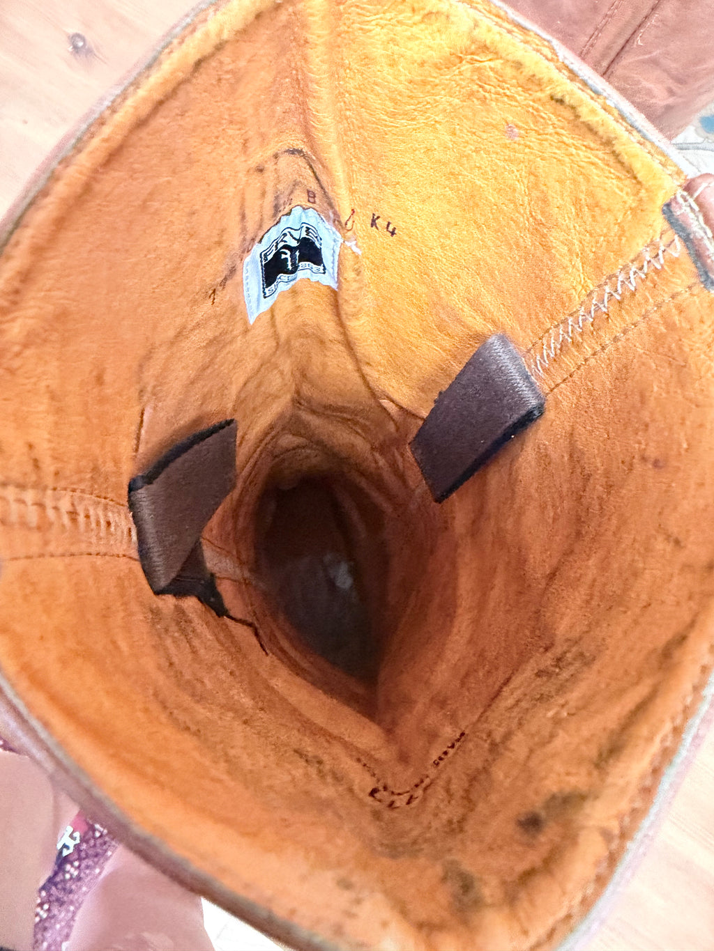 The Hazels: Vintage 1970s Tan Frye Boots with Embroidery