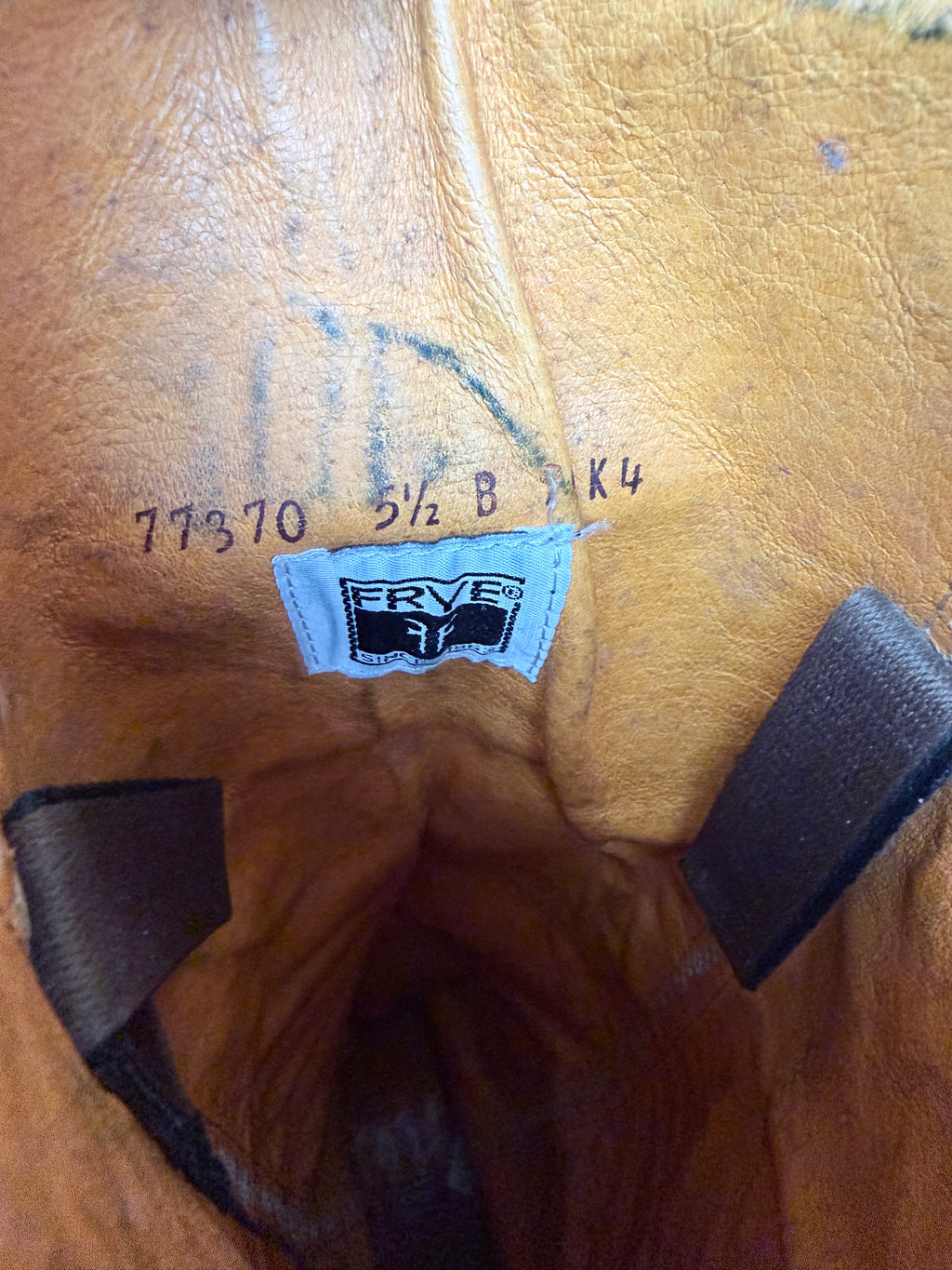 The Hazels: Vintage 1970s Tan Frye Boots with Embroidery