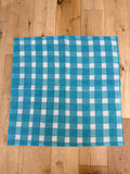 The Beatrice Headscarf in Blue Gingham | Traditionally Made & Block Printed