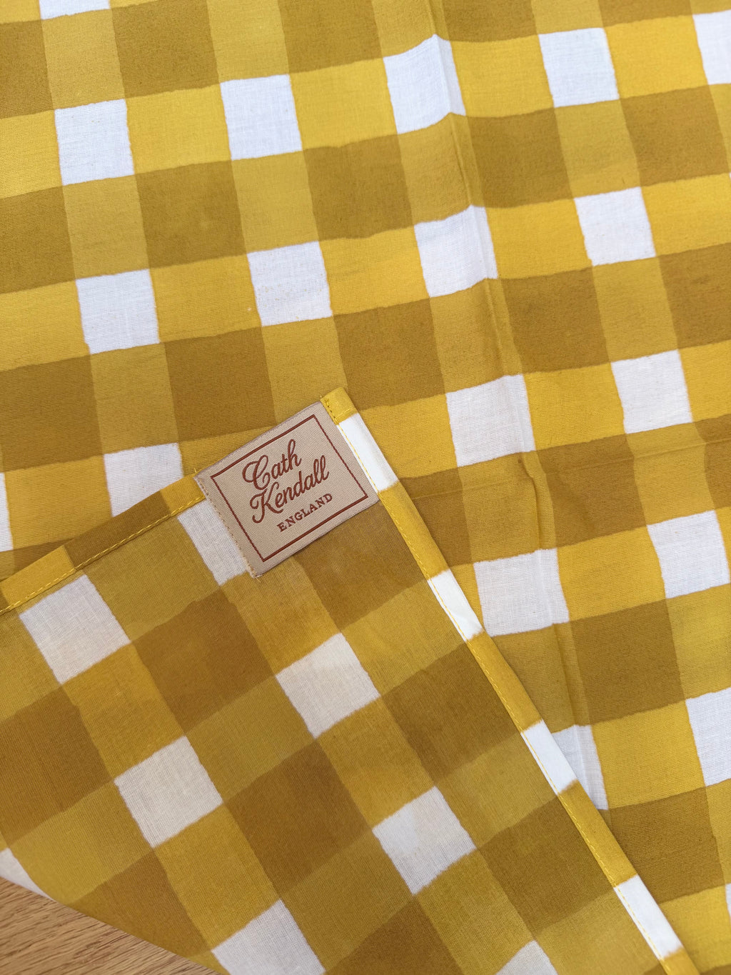 The Beatrice Headscarf in Mustard Gingham | Traditionally Made & Block Printed