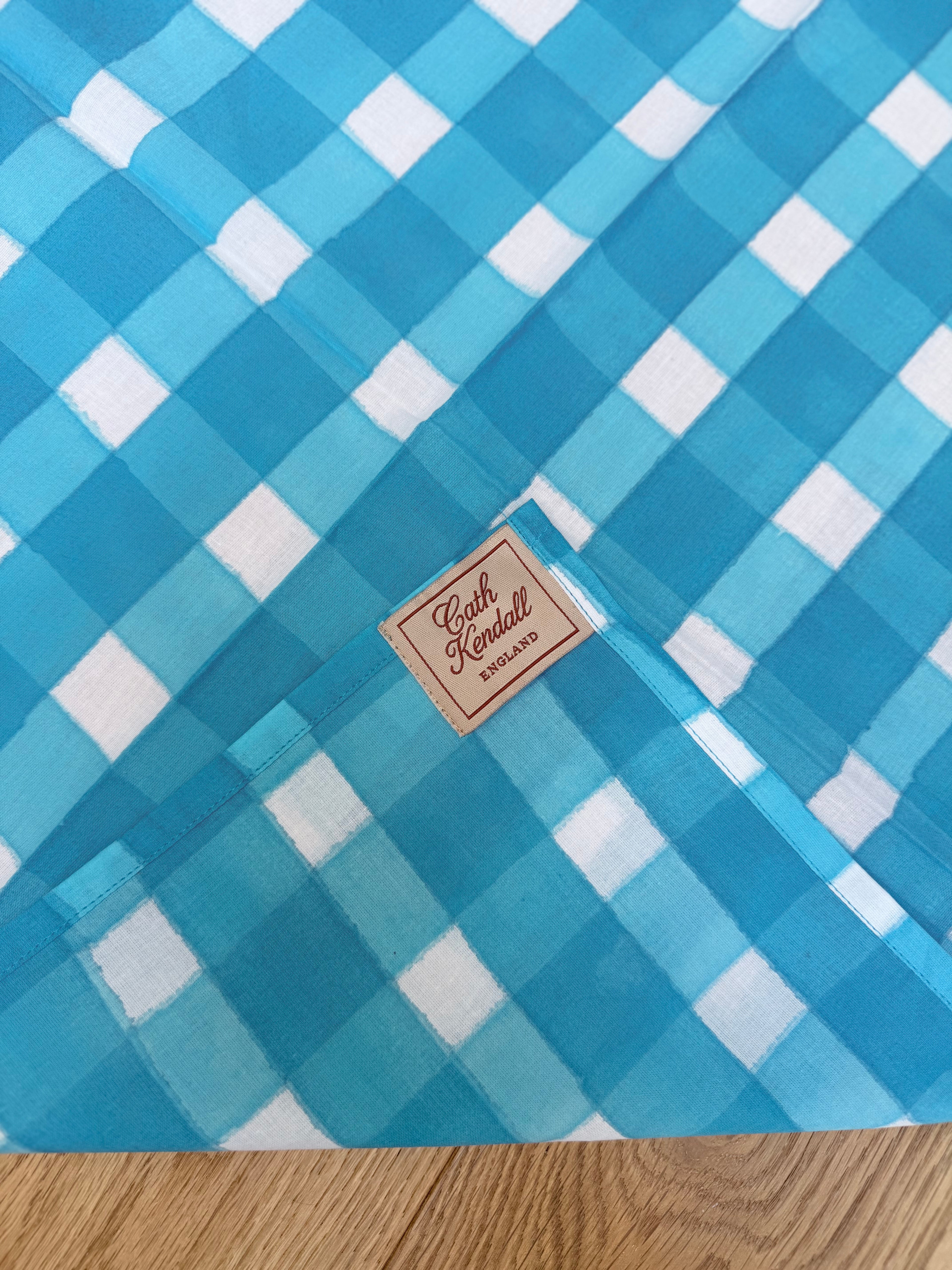The Beatrice Top in Ocean Blue Gingham | Traditionally Made and Hand Block Printed