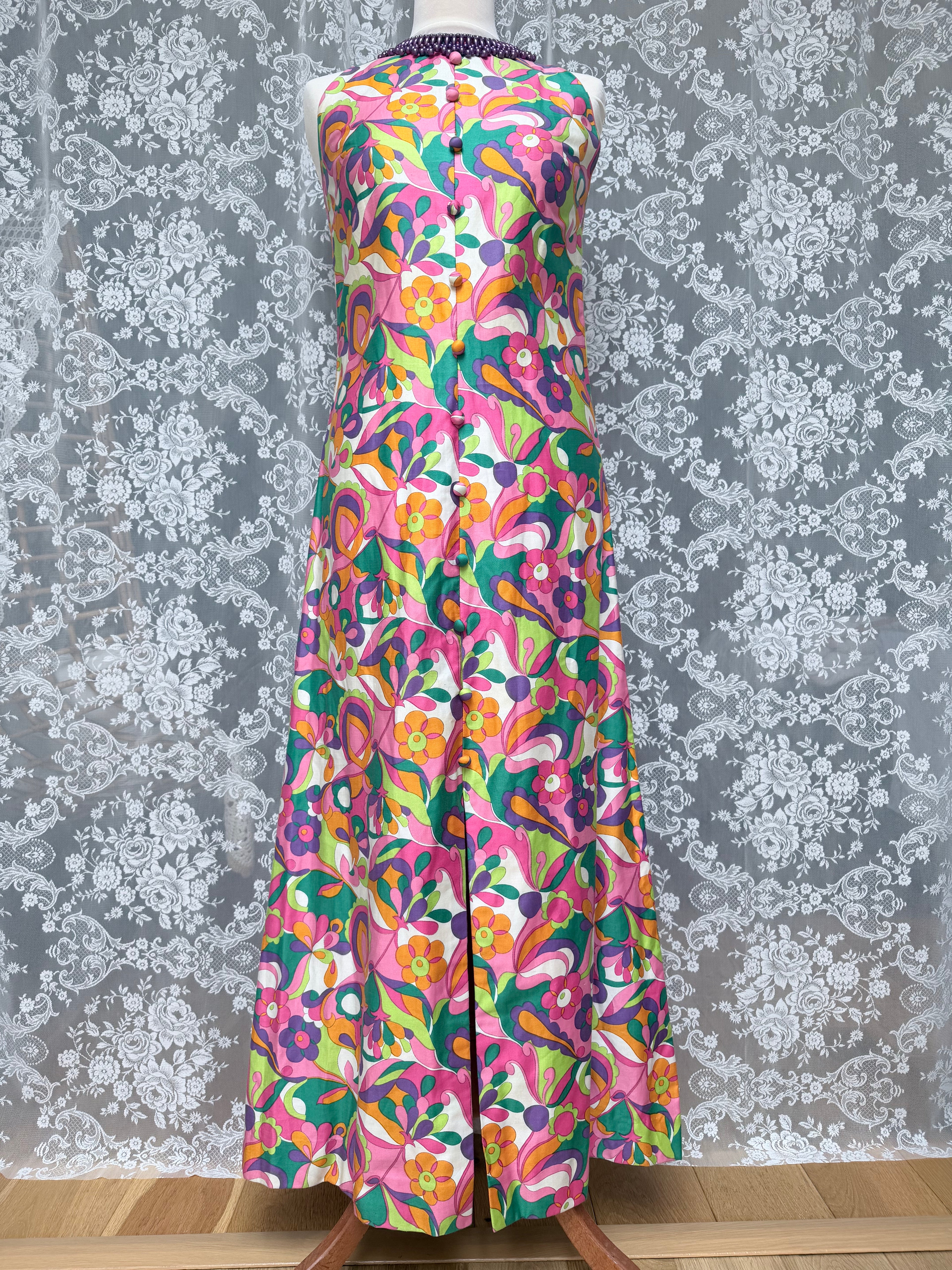 Vintage 1960s Richard Shops Psychedelic Maxi Dress