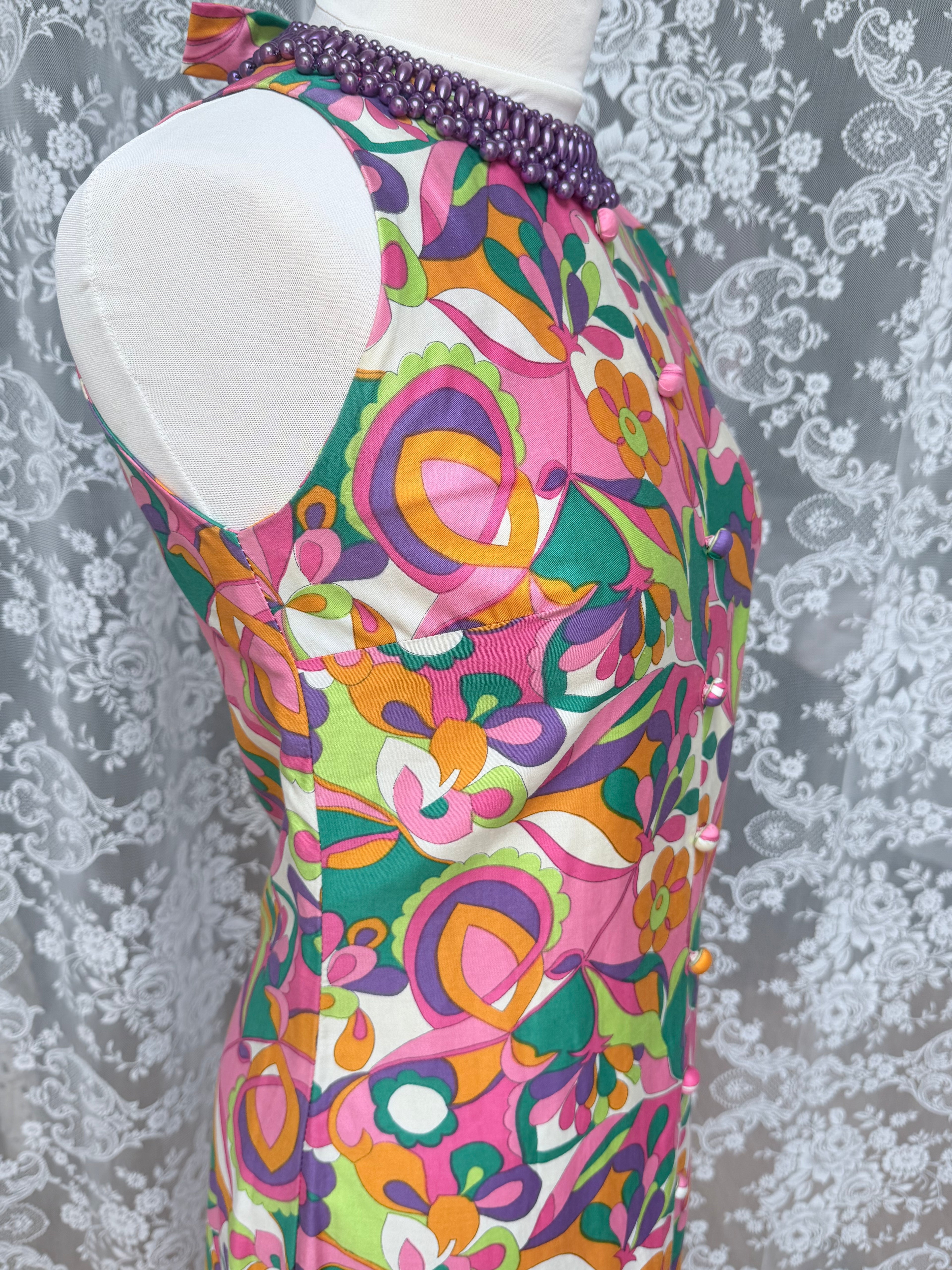 Vintage 1960s Richard Shops Psychedelic Maxi Dress
