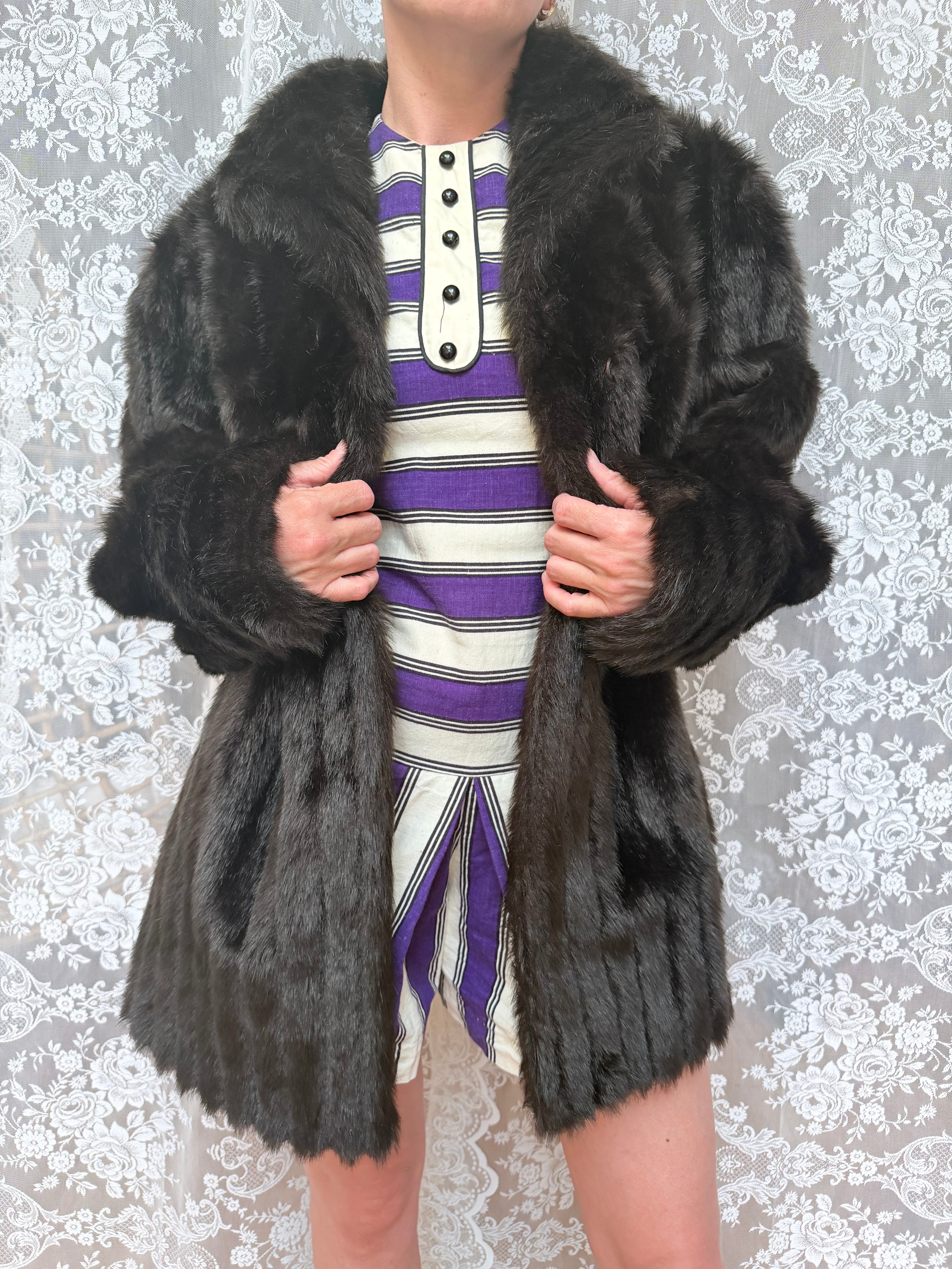 Vintage 1960s/70s Dark Brown Faux Fur Coat | Made in UK