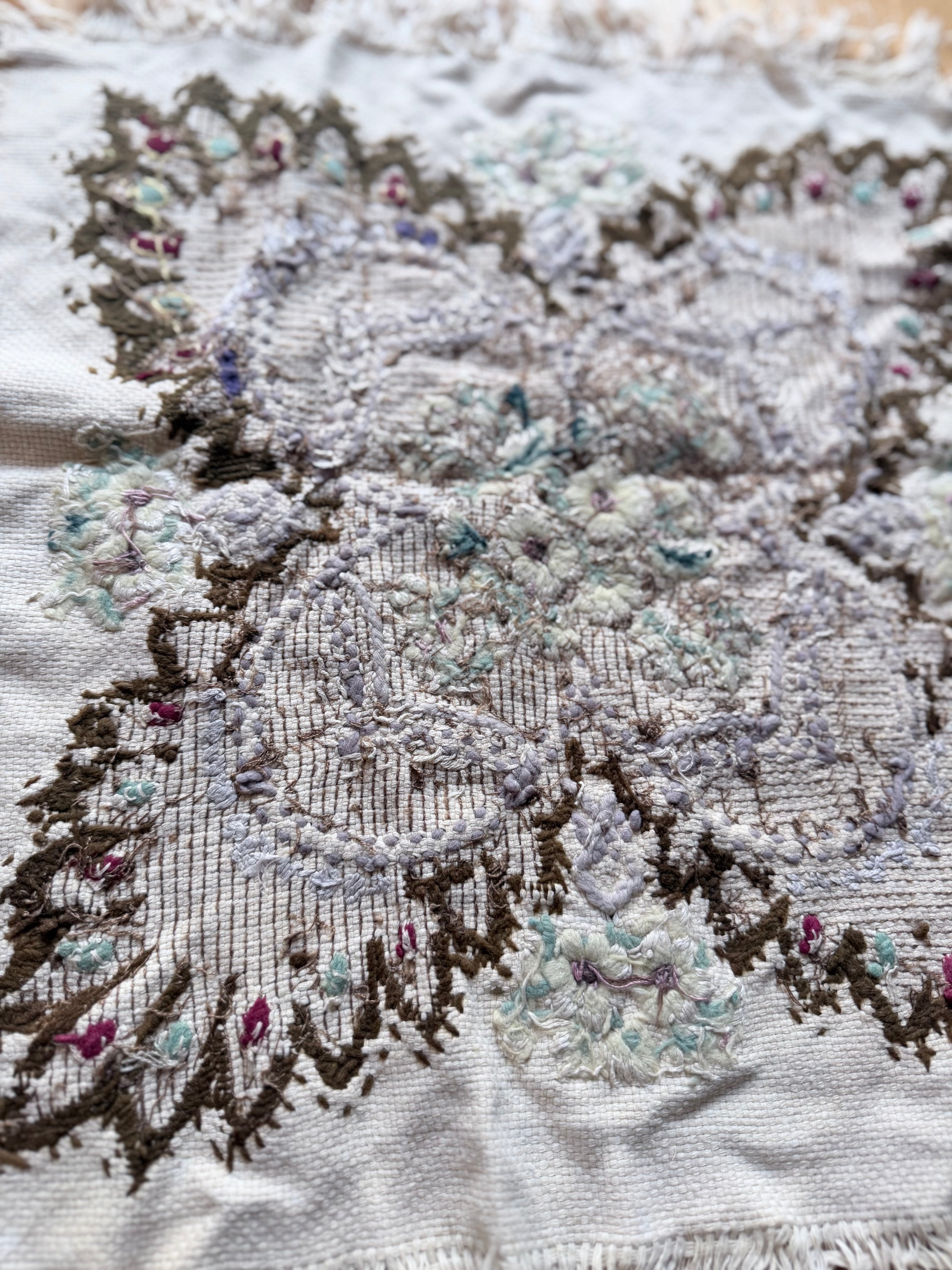 Antique Hand-Embroidered Ottoman Floral Table Mat