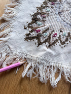 Antique Hand-Embroidered Ottoman Floral Table Mat
