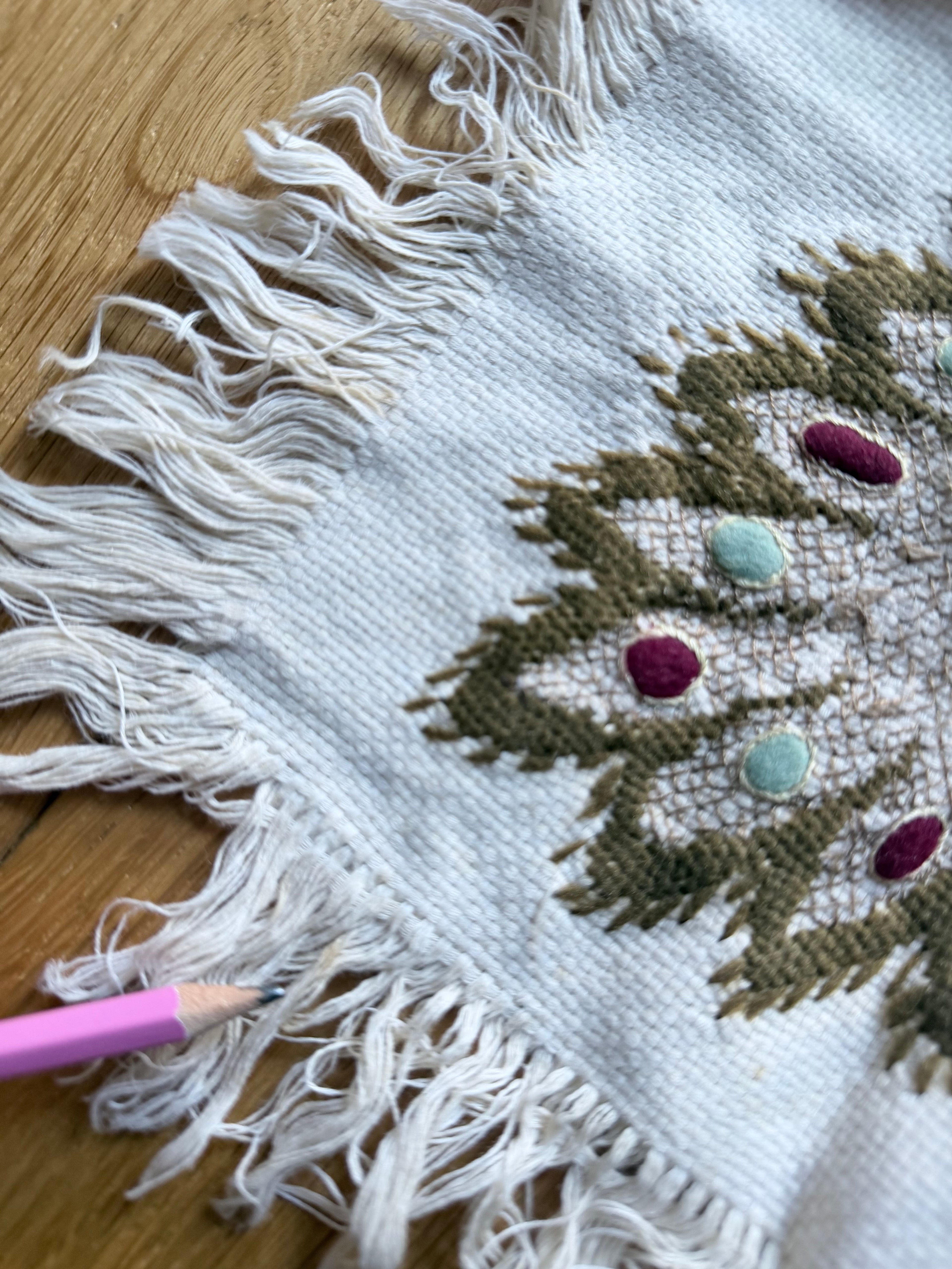 Antique Hand-Embroidered Ottoman Floral Table Mat
