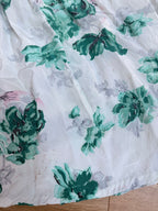 Vintage 1950s Handmade Green Floral Swing Dress