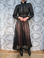 Antique 1890s–1910s Black Lace Two-Piece Gothic Peplum Set