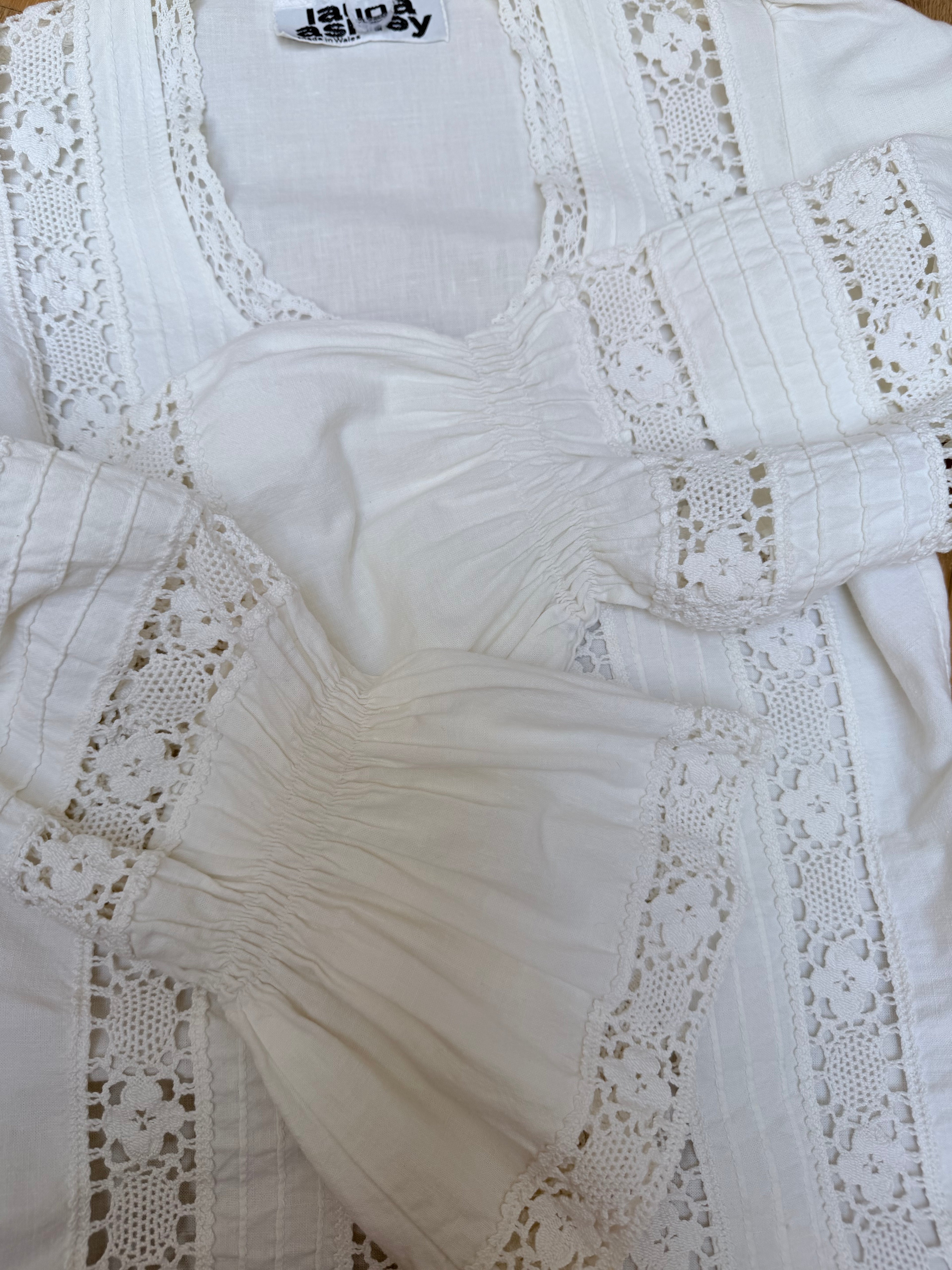 The Maiden: Vintage 1970s Laura Ashley Lace Prairie Bell Sleeve Blouse