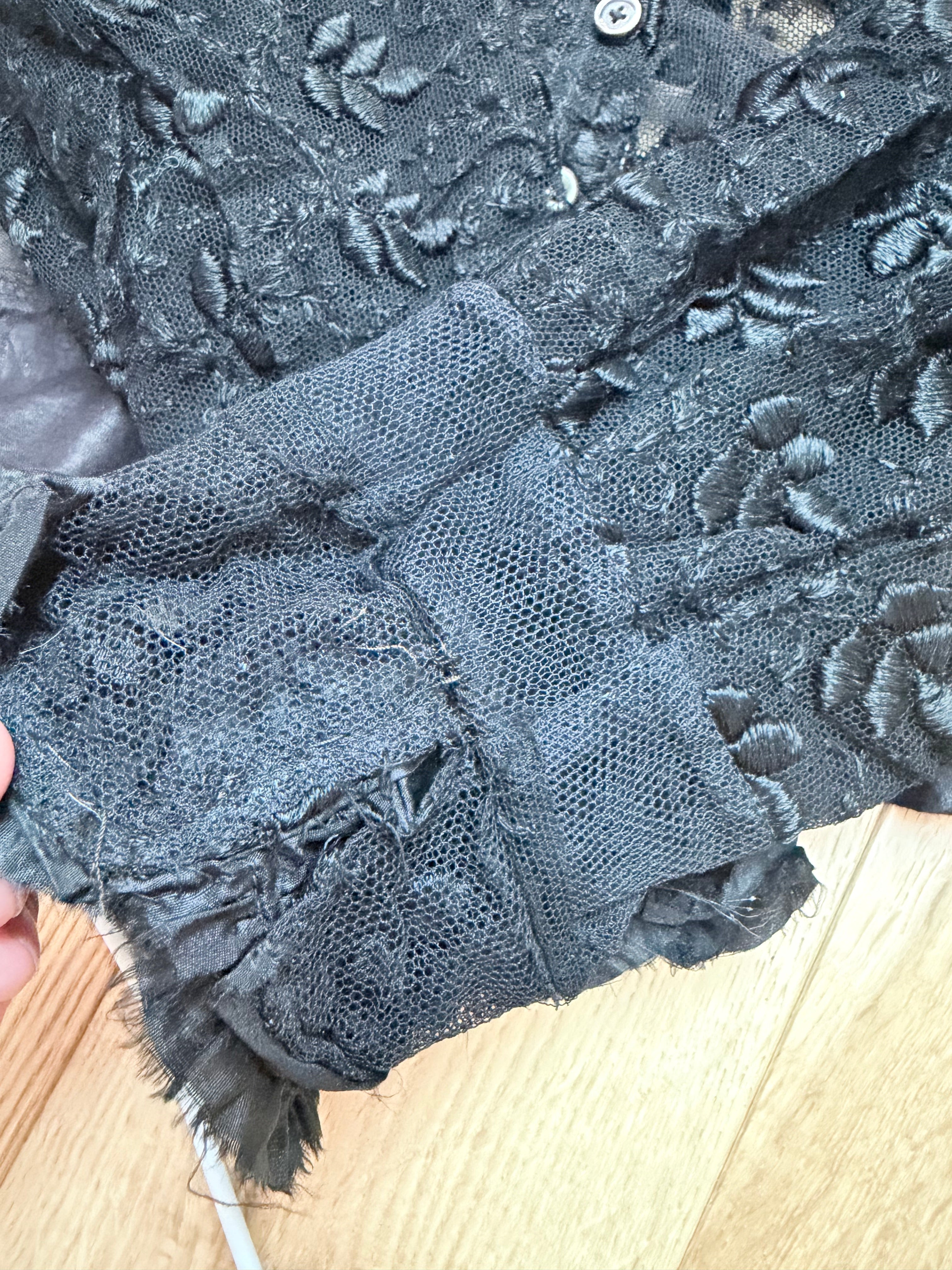 Antique 1890s–1910s Black Lace Two-Piece Gothic Peplum Set