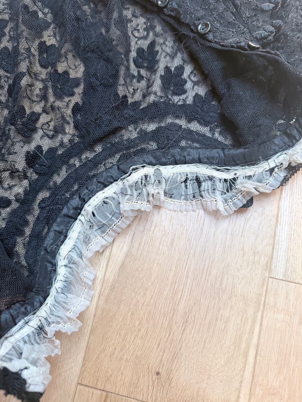Antique 1890s–1910s Black Lace Two-Piece Gothic Peplum Set