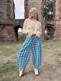 The Beatrice Barrel Leg in Ocean Blue Gingham | Traditionally Made and Hand Block Printed