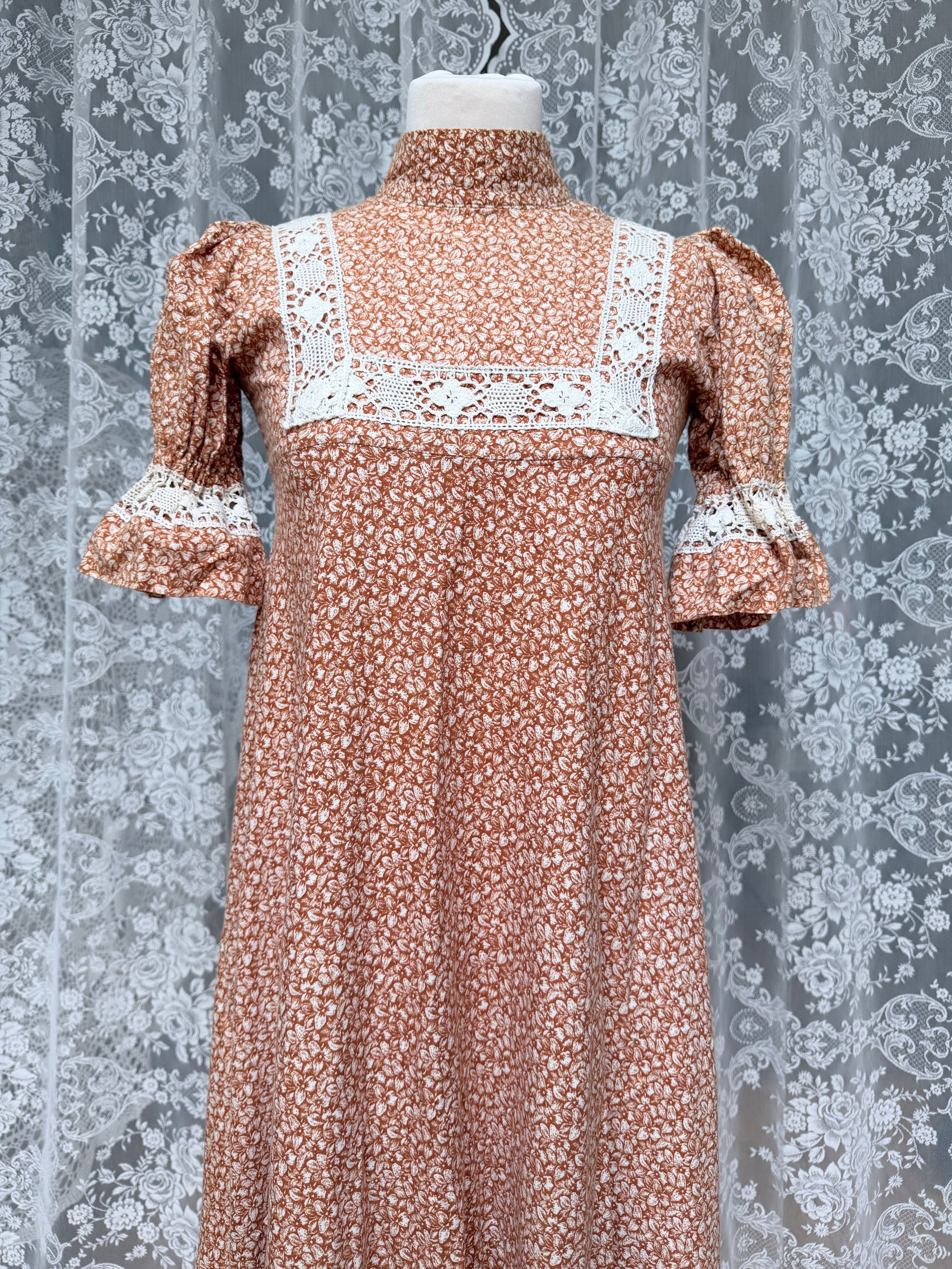 Terracotta Flowers: Laura Ashley 1970s Dress