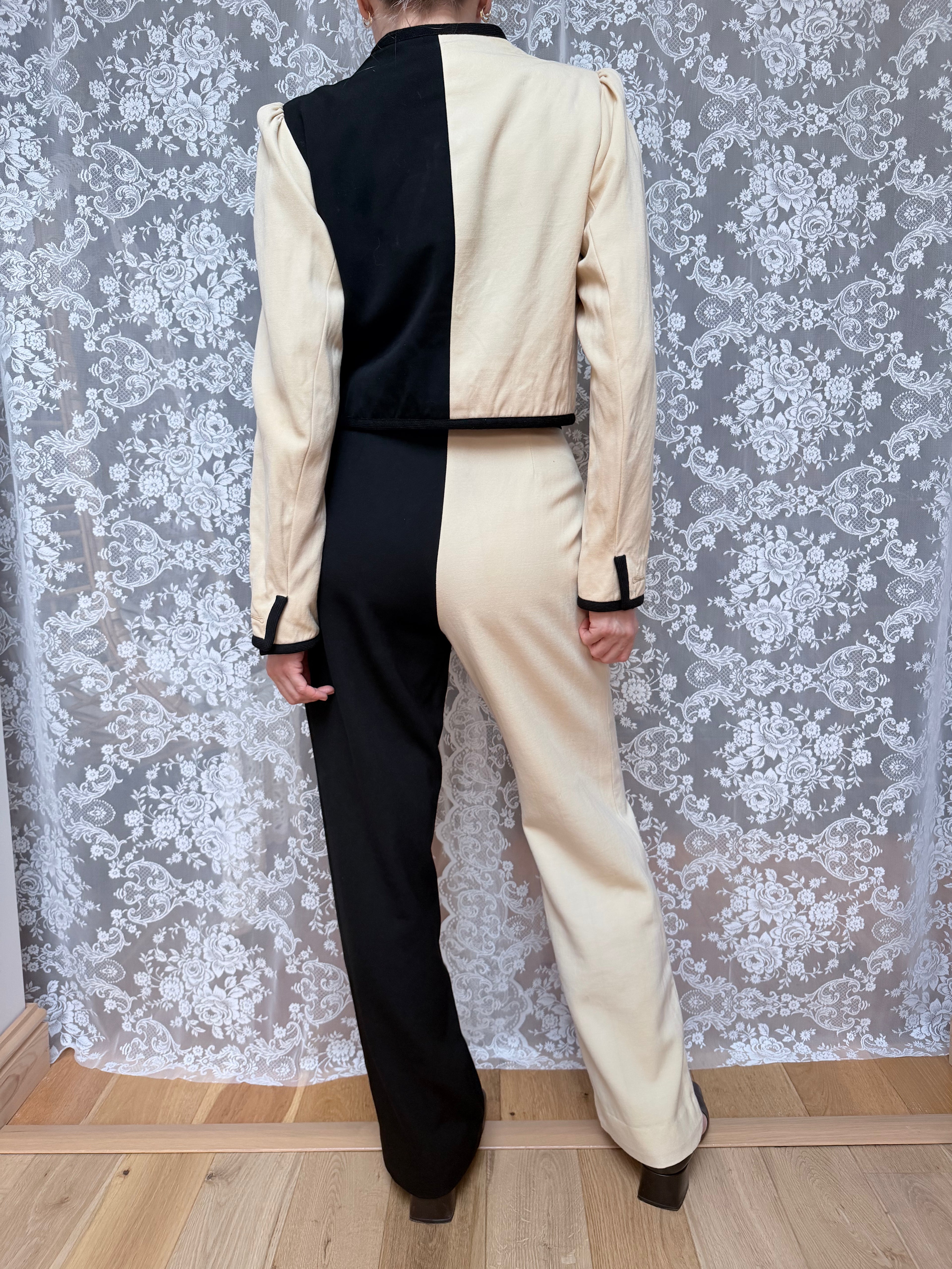 Rare Vintage 1980s YSL Rive Gauche Picasso Collection Black & Ivory Suit