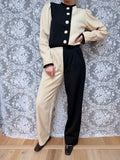 Rare Vintage 1980s YSL Rive Gauche Picasso Collection Black & Ivory Suit