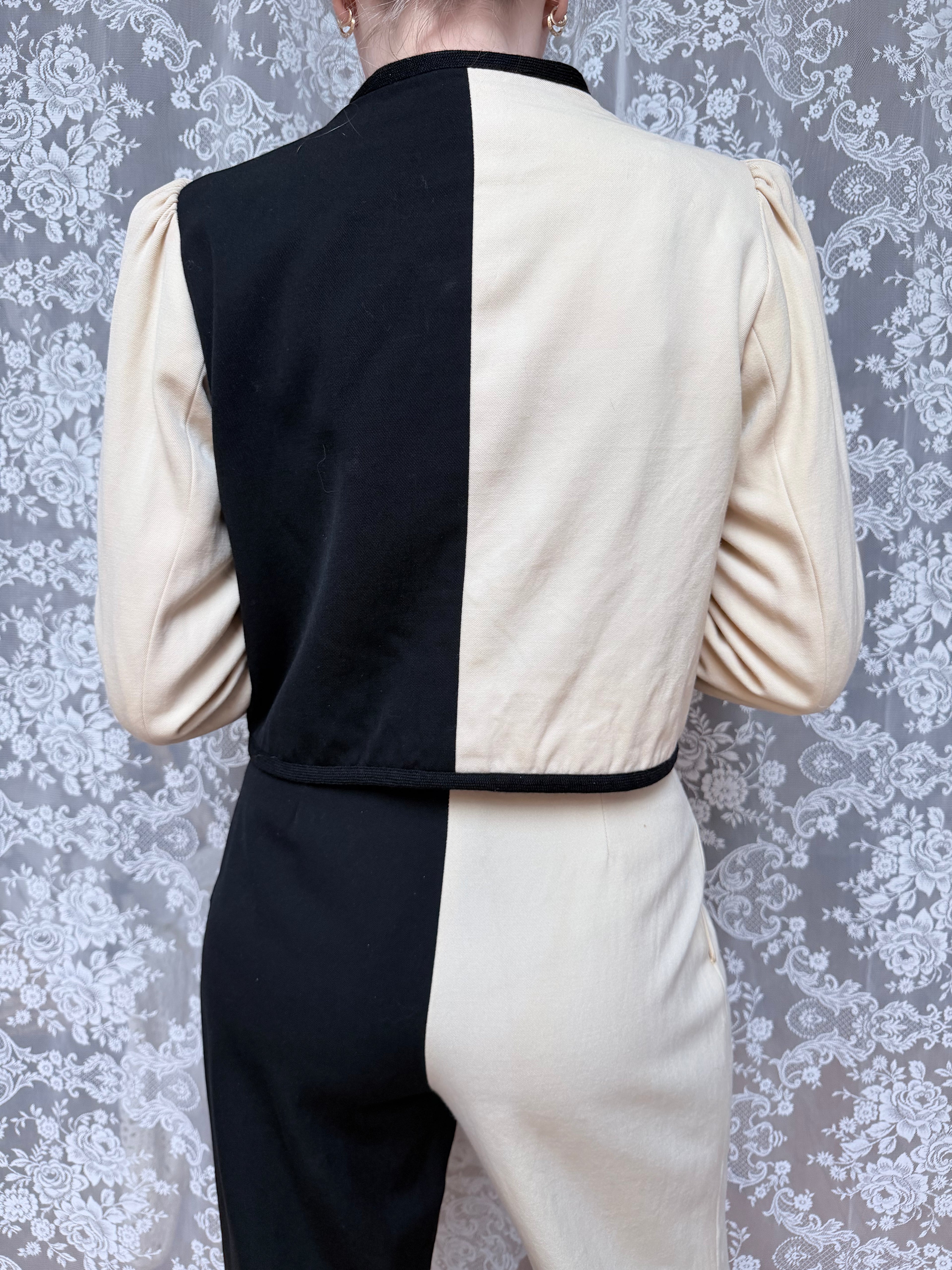 Rare Vintage 1980s YSL Rive Gauche Picasso Collection Black & Ivory Suit