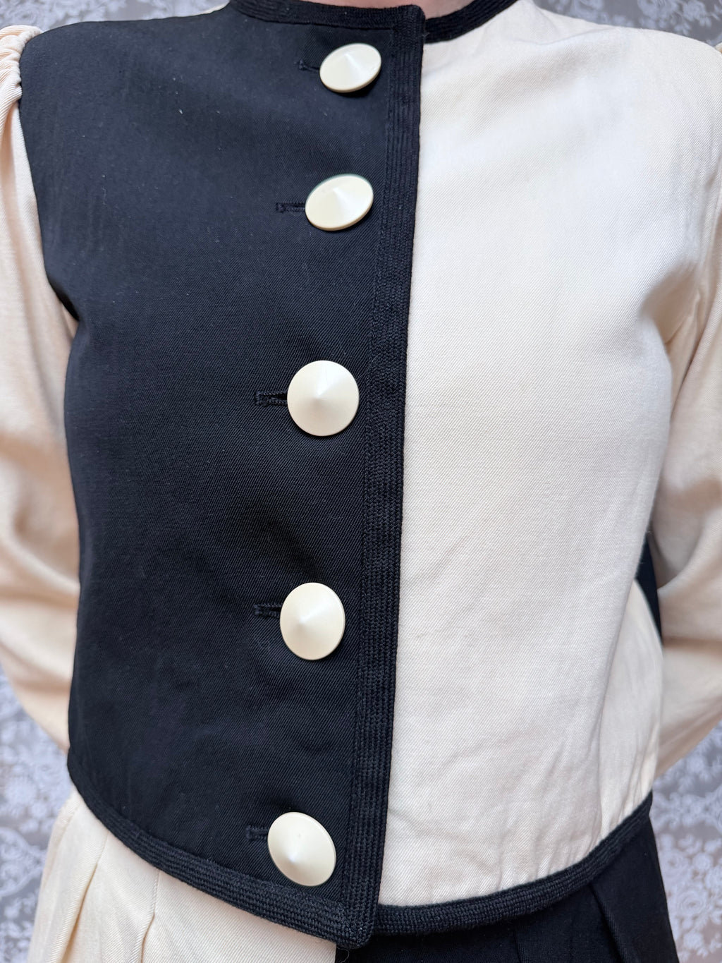 Rare Vintage 1980s YSL Rive Gauche Picasso Collection Black & Ivory Suit