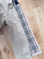 Vintage 1970s/1980s Burberry Beige Single-Breasted Mac Coat with Check Lining