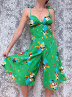 Rare Vintage 1960s–1970s Bus Stop by Lee Bender Novelty Print Culottes Jumpsuit