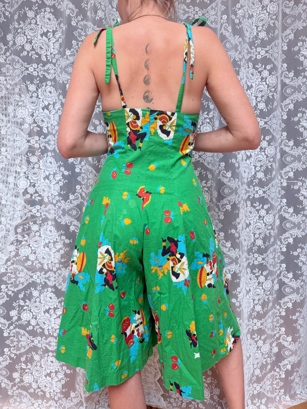 Rare Vintage 1960s–1970s Bus Stop by Lee Bender Novelty Print Culottes Jumpsuit