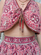 Rare Vintage 1970s Adini Indian Block Print Pink Two Piece