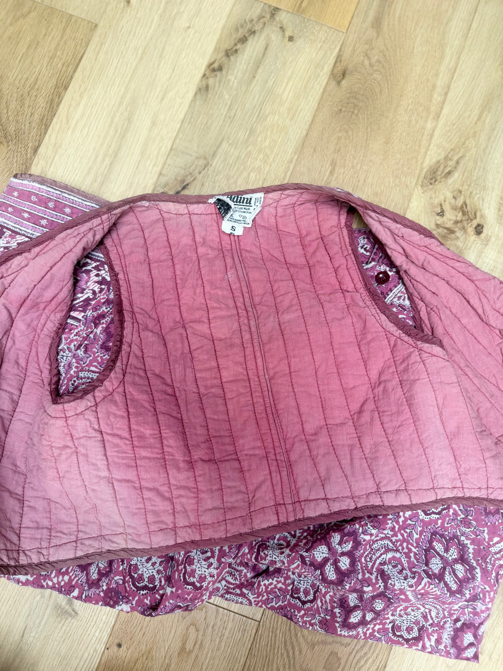 Rare Vintage 1970s Adini Indian Block Print Pink Two Piece