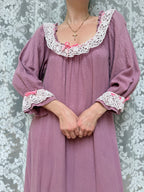 Vintage 1970s Bus Stop by Lee Bender Cheesecloth Cotton Lace Prairie Dress