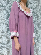 Vintage 1970s Bus Stop by Lee Bender Cheesecloth Cotton Lace Prairie Dress