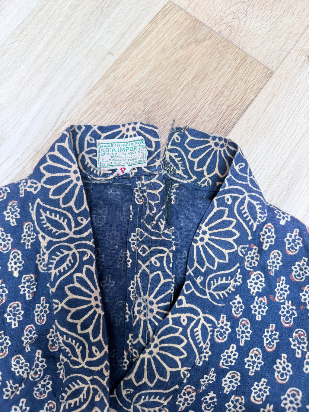 Vintage 1970s India Imports Adini Block Print Boho Maxi Dress
