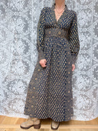 Vintage 1970s India Imports Adini Block Print Boho Maxi Dress
