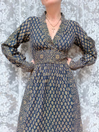 Vintage 1970s India Imports Adini Block Print Boho Maxi Dress