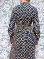 Vintage 1970s India Imports Adini Block Print Boho Maxi Dress