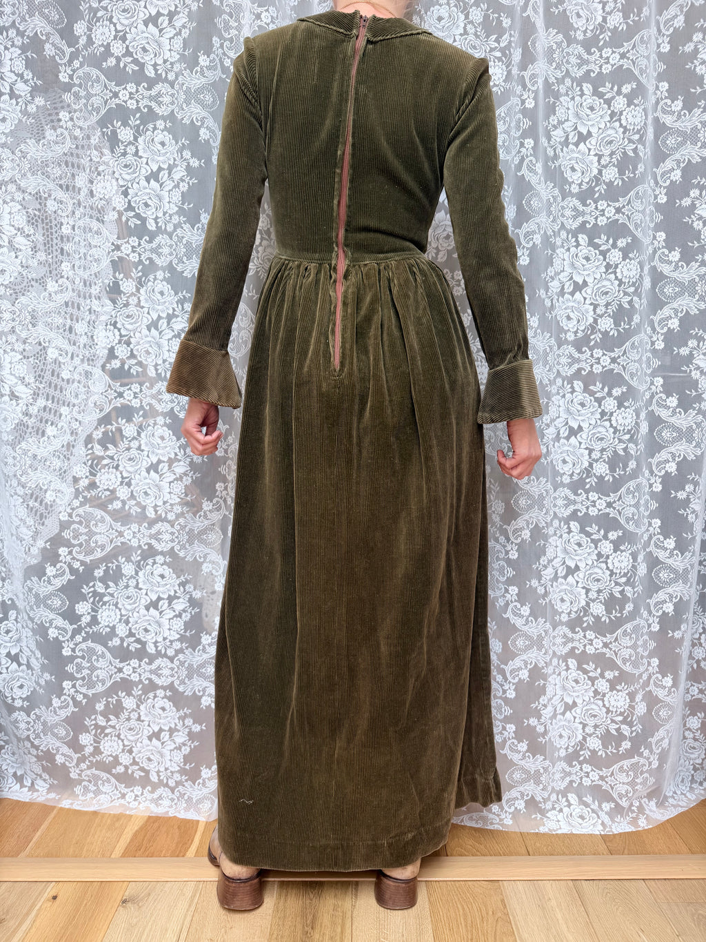 Vintage 1970s Laura Ashley Early Label Revival Bell Sleeve Dress