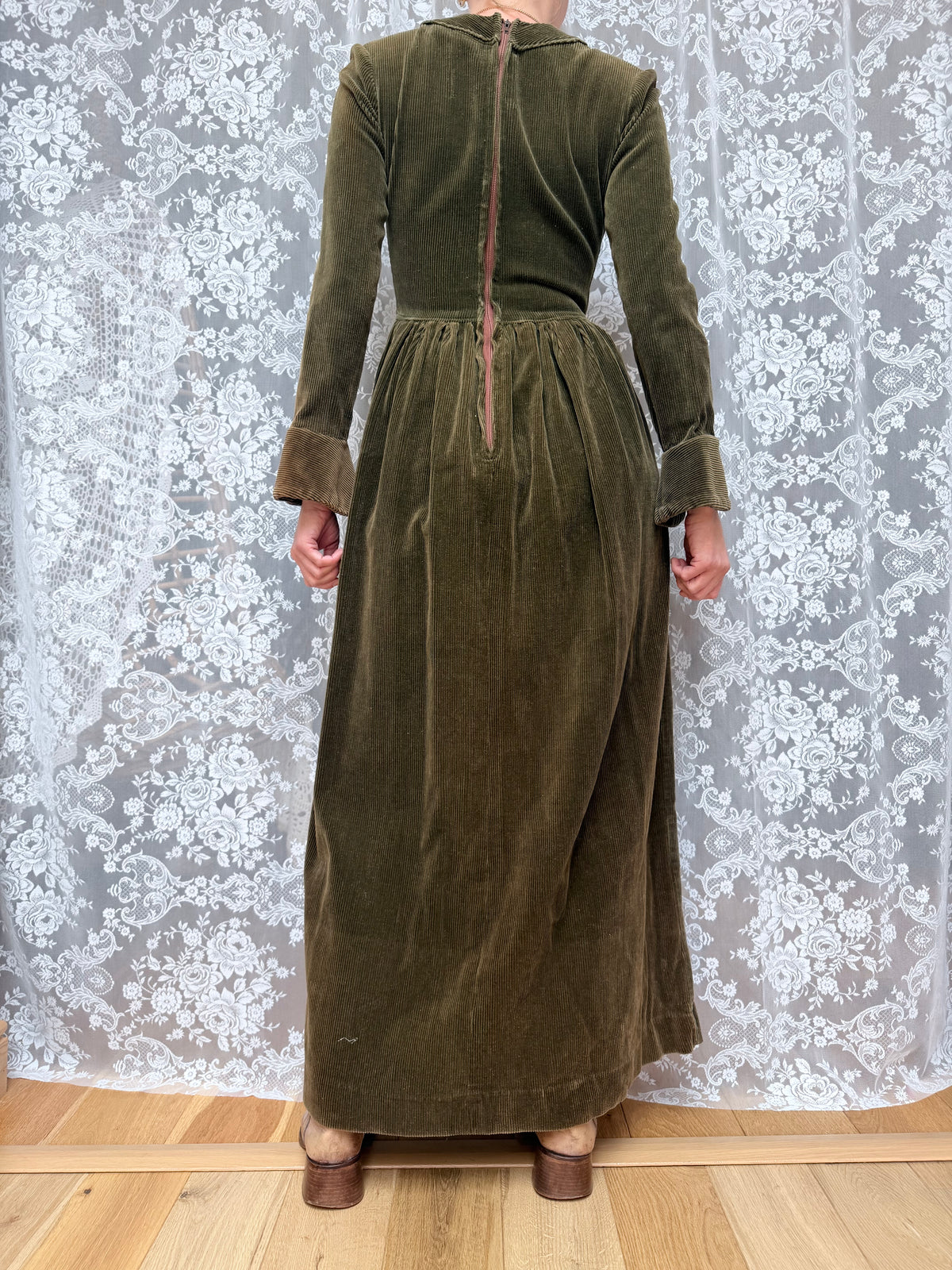 Vintage 1970s Laura Ashley Early Label Revival Bell Sleeve Dress