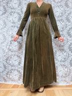 Vintage 1970s Laura Ashley Early Label Revival Bell Sleeve Dress