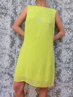 Vintage 1990s Versus Gianni Versace Bright Green Rhinestone Star Dress