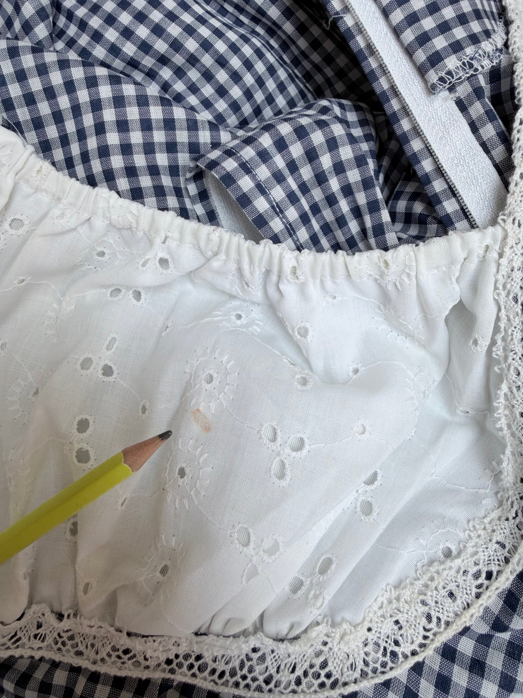 Rare Vintage 1970s Gunne Sax Blue Gingham Milkmaid Prairie Maxi Dress