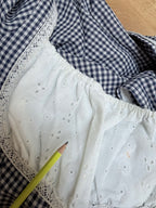 Rare Vintage 1970s Gunne Sax Blue Gingham Milkmaid Prairie Maxi Dress