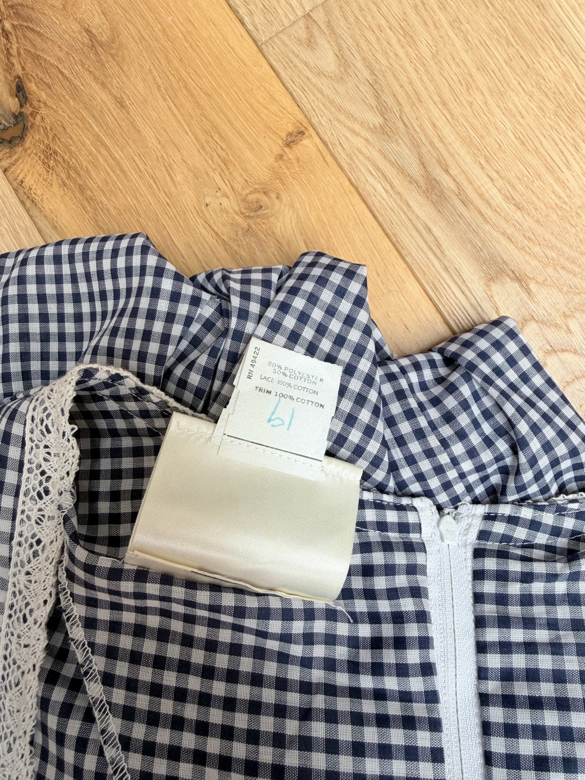 Rare Vintage 1970s Gunne Sax Blue Gingham Milkmaid Prairie Maxi Dress